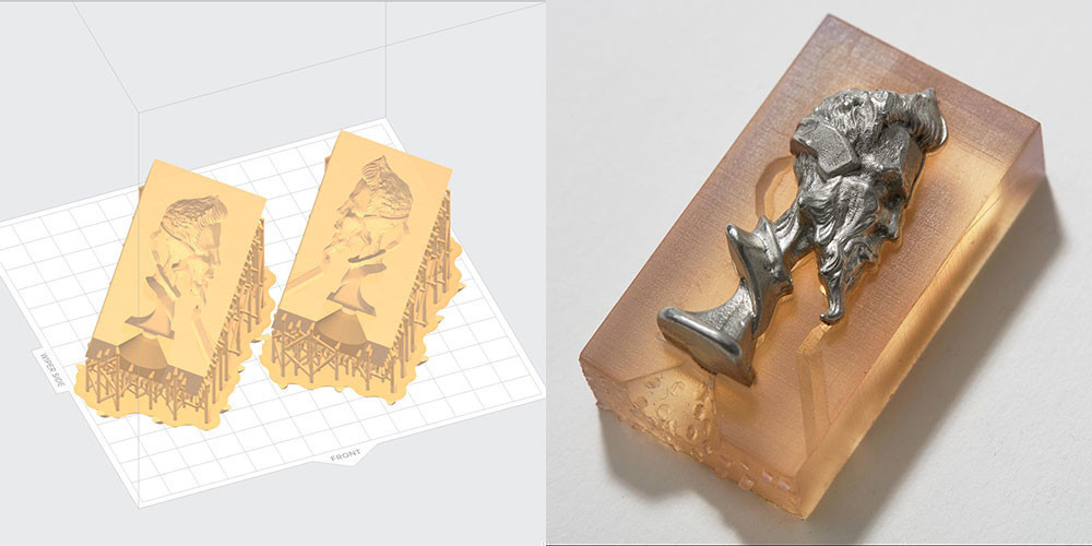 Двусторонняя форма в программе PreForm и в напечатанном виде