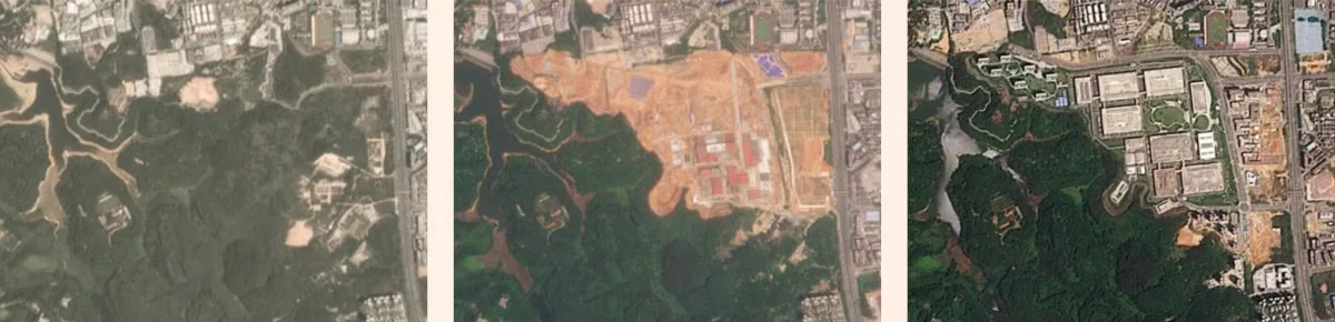 Часть комплекса SiCarrier в апреле 2022, 2023 и 2025 годов.