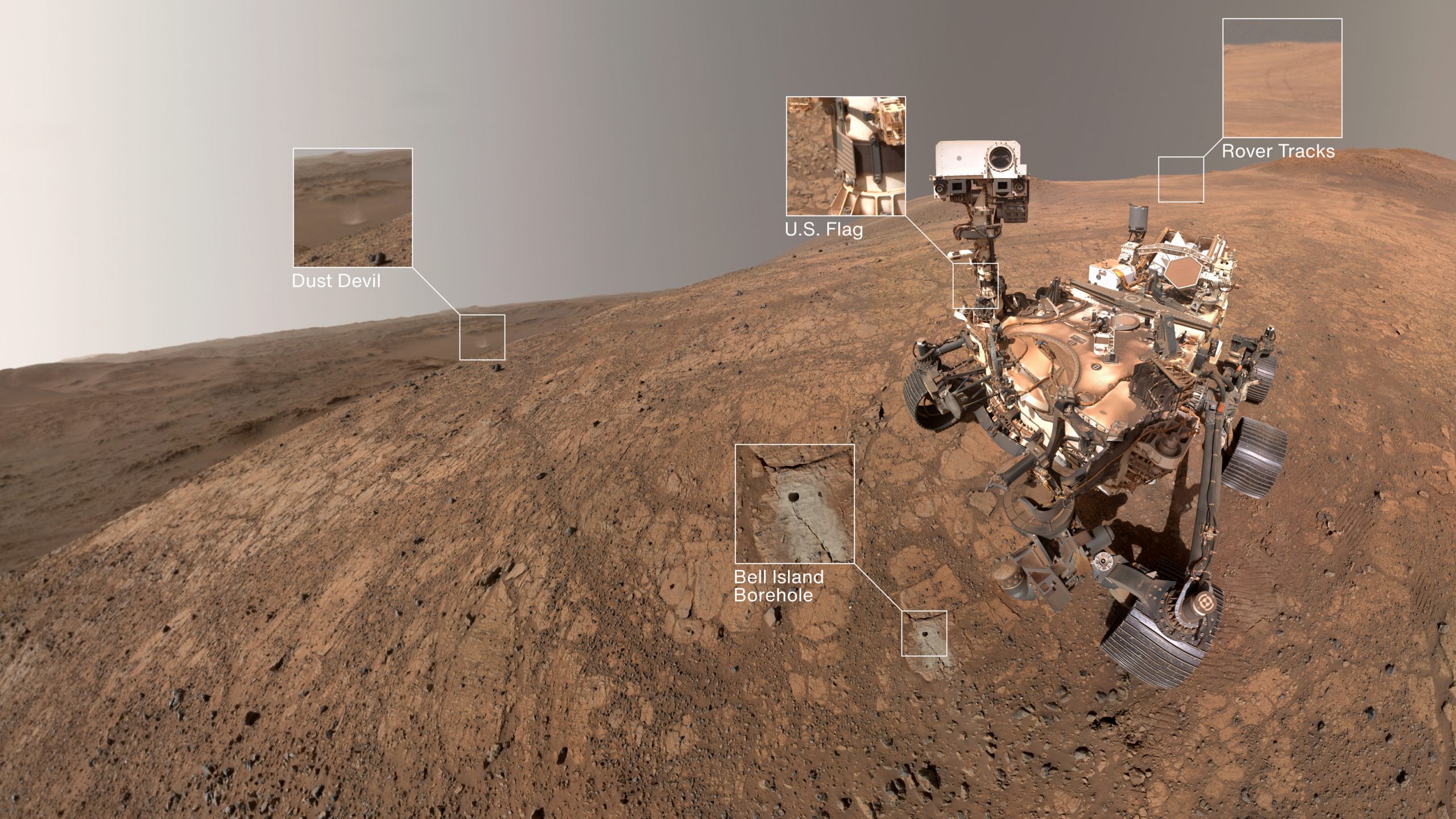 Для создания этого селфи марсохода Perseverance понадобилось 59 отдельных снимков.