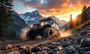 мощный внедорожник на горной местности