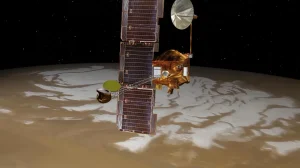 Марсианский вулкан в облаках: NASA показало Марс, каким его ещё не видели