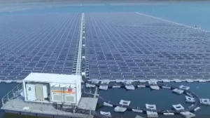 Рекордная солнечная электростанция на воде с высоты птичьего полета